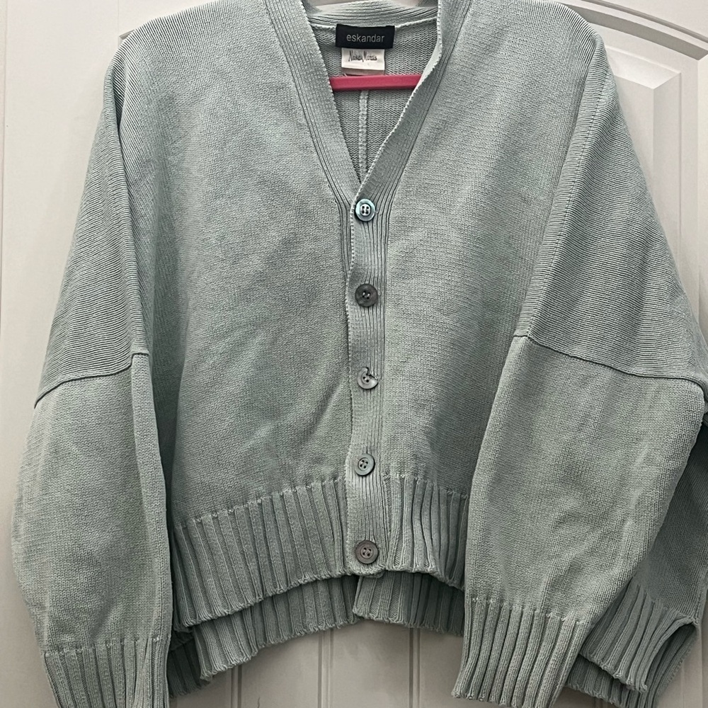 Eskandar Women's Light Gray Cardigan